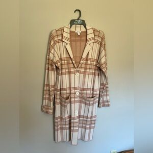 Nine West Pink Plaid Cardigan